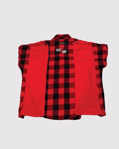 AOKI 1OF1 X DUST OF GODS ACE RED PLAID BUTTON UP SHIRT #809