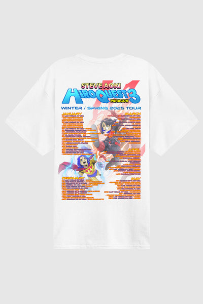 Steve Aoki - HiROQUEST 3 Winter Tour 2025 Tee - White