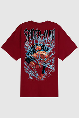 Marvel x Dim Mak - Spider-Man Webbed T-Shirt - Garnet