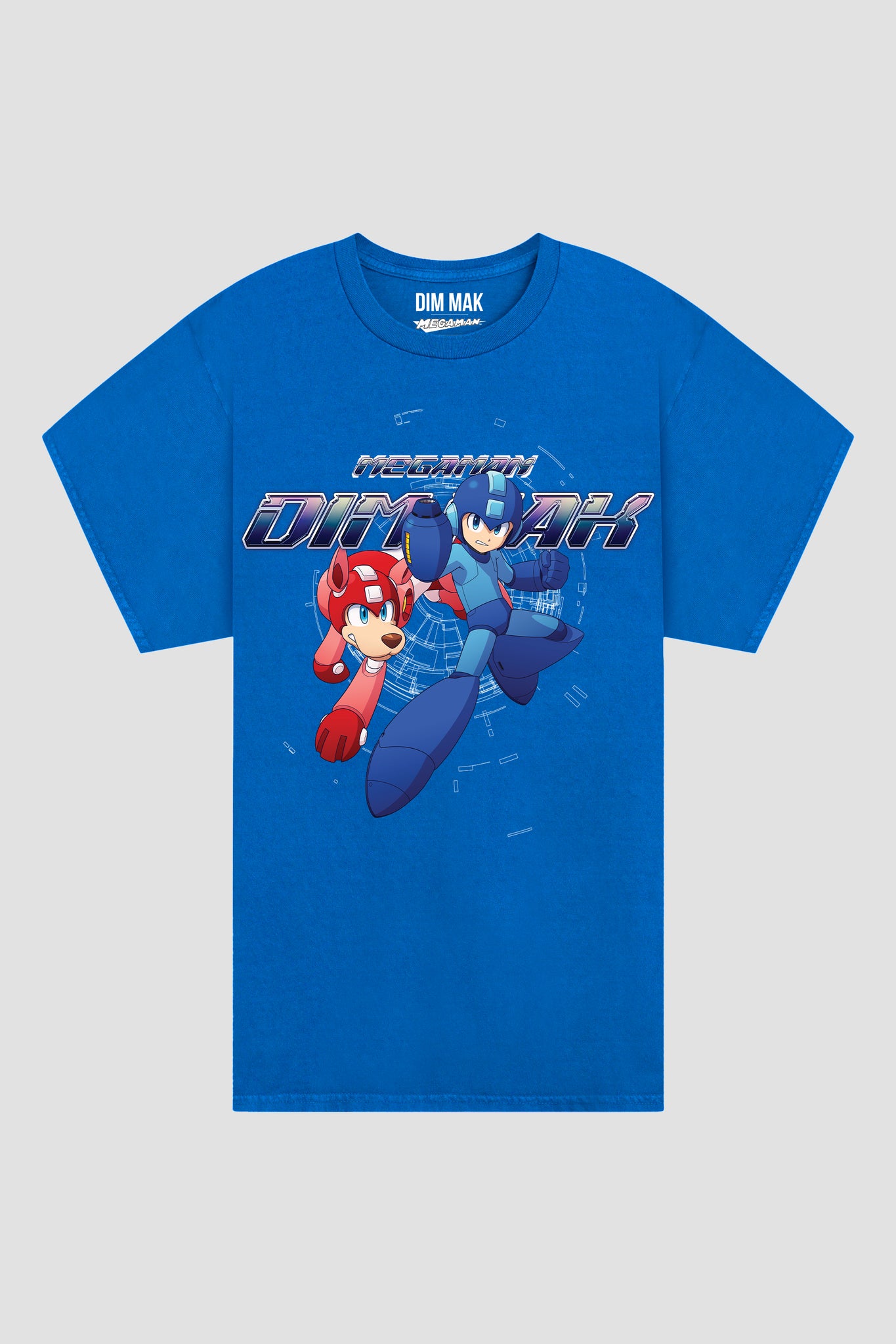 Dim Mak x Mega Man - Mega Man and Rush Tee - Neon Blue