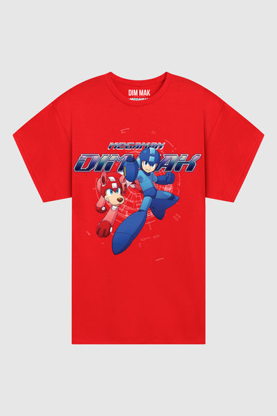 Dim Mak x Mega Man - Mega Man and Rush Tee - Red