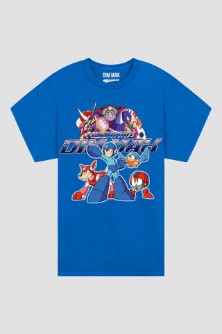Dim Mak x Mega Man - Heroes vs. Villains Tee - Neon Blue