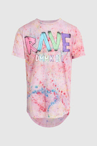 DMMK Rave High Low Pink Rainbow Swirl Tee #47