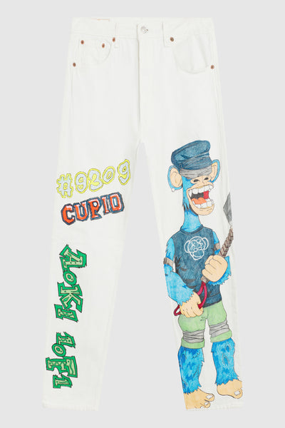 **TOMORROWLAND 2022 FIT** AOKI 1OF1 BAYC CUPID #9309 WHITE JEANS #701 + AOKI 1OF1 CHARACTER X PAINTED ANORAK #719