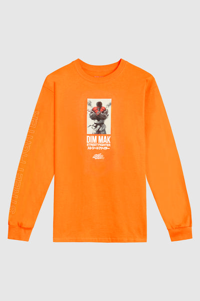 Dim Mak x Street Fighter Ryu Long Sleeve Tee - Safety Orange