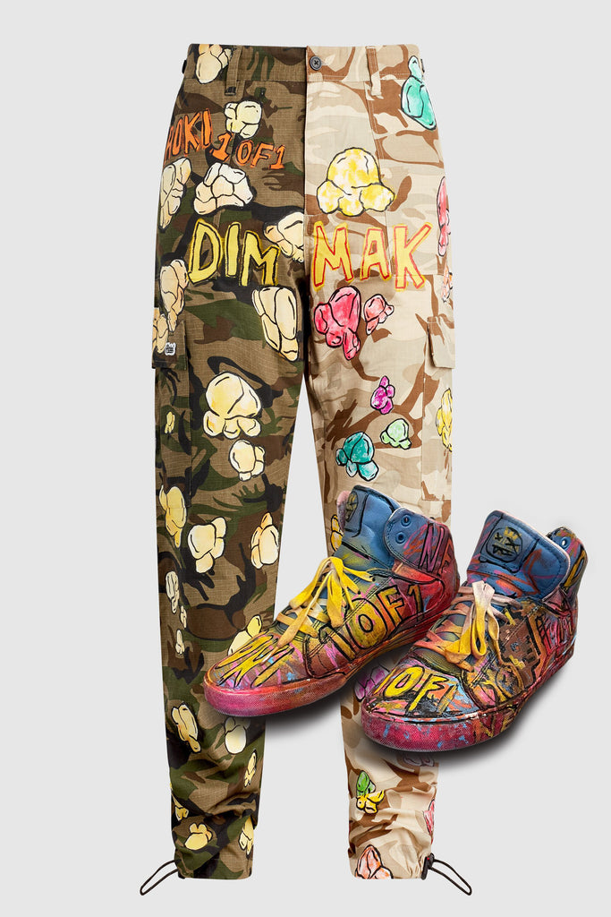 SUPERSONIC POPCORN CAMO PANTS #180 and BONUS SNEAKERS + Artist