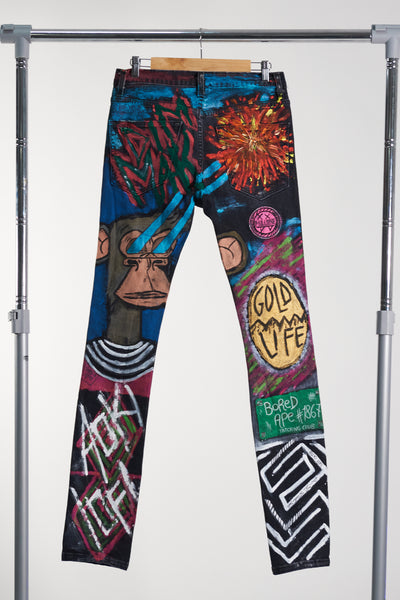 AOKI 1 OF 1 - BORED APE PAINTED JEANS #668