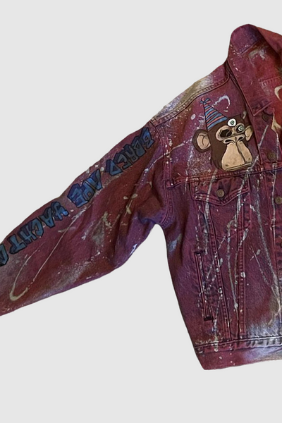 **TOMORROWLAND 2022 FIT** AOKI 1OF1 BAYC KING #9050 PAINTED DENIM JACKET #708 + BAYC #3719 PAINTED JEANS #663